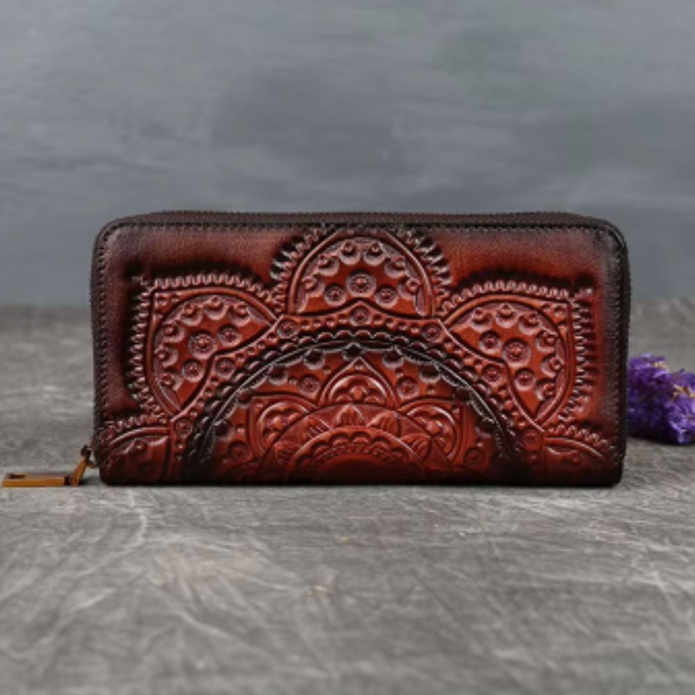 Portefeuille Vintage en Cuir Rétro et Imprimé