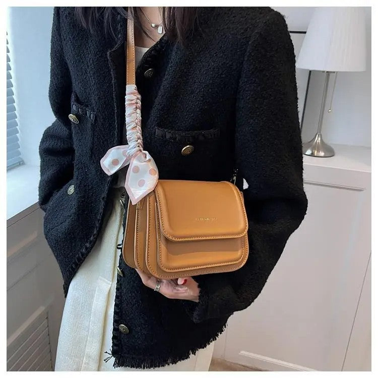 Sac à Main Bandoulière en Cuir Simple à Rabat