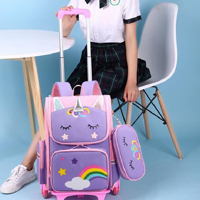 Cartable avec Roulettes Imprime pour Filles Sac de Jour