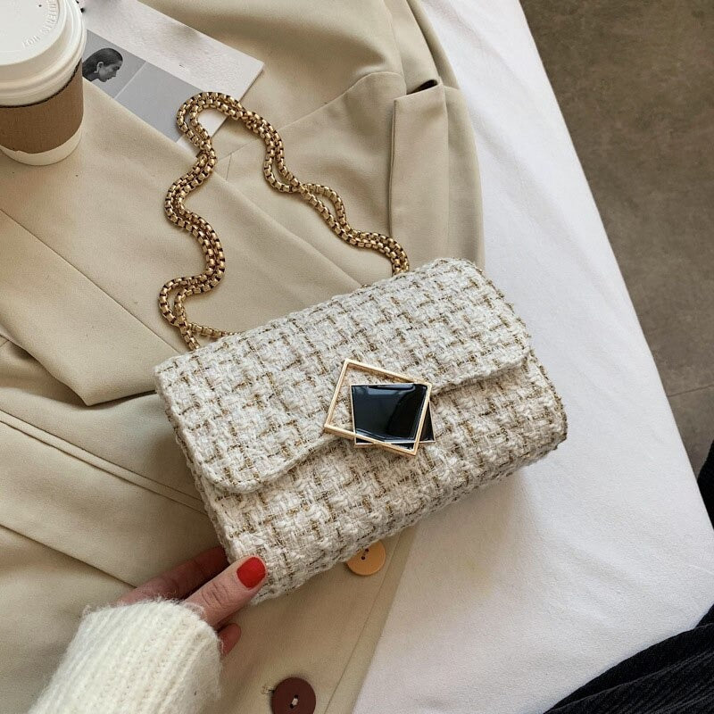 Sac à Main Petit Carré en Laine de Luxe