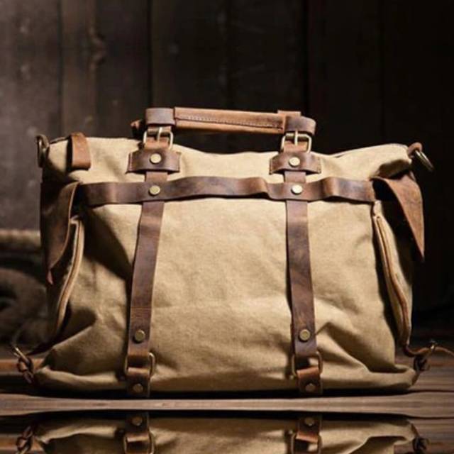 Sac de Voyage à Main Vintage en Toile pour Homme