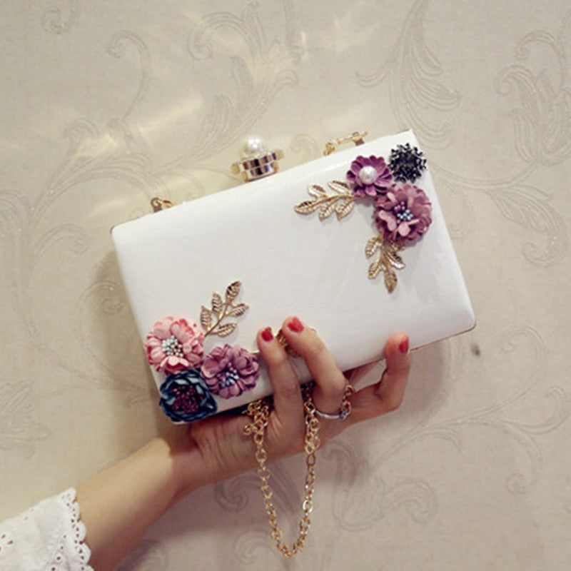Sac à Main Soirée à Fleurs avec Chaine