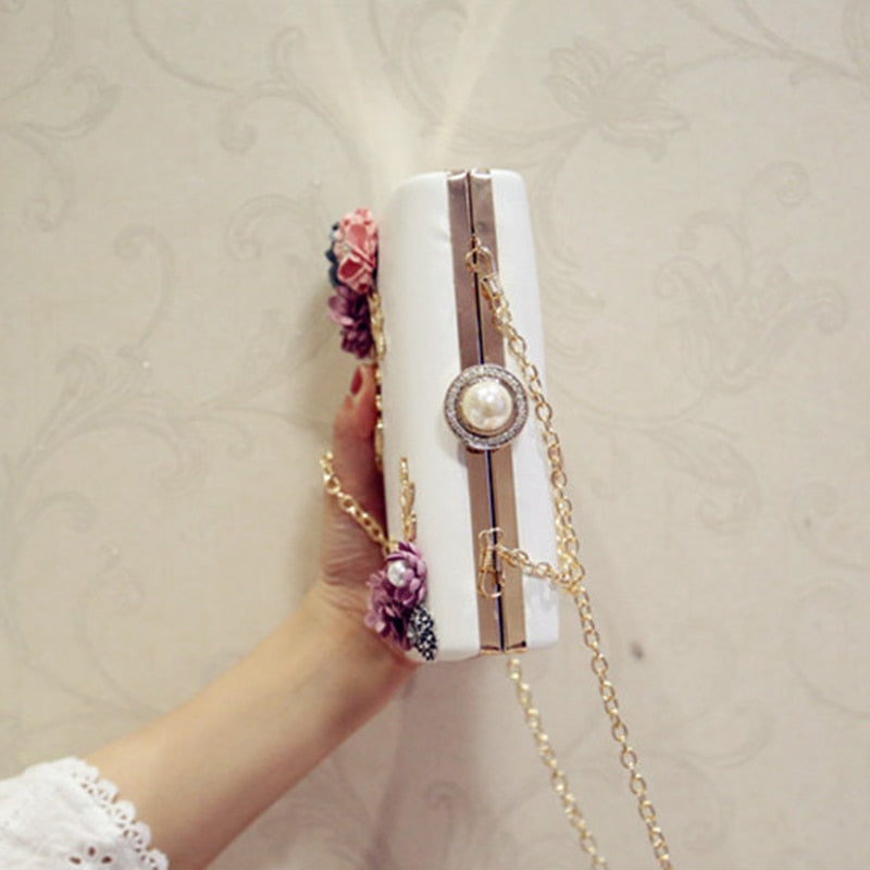 Sac à Main Soirée à Fleurs avec Chaine