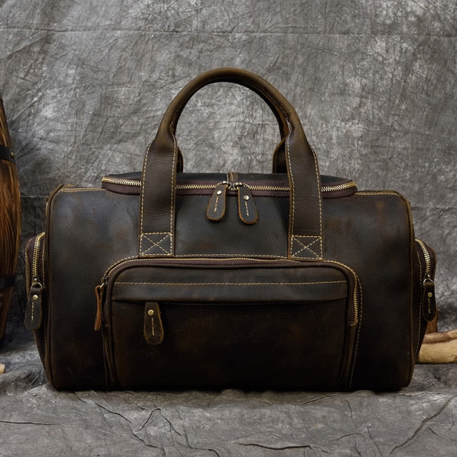 Sac de Voyage Vintage en Cuir pour Homme