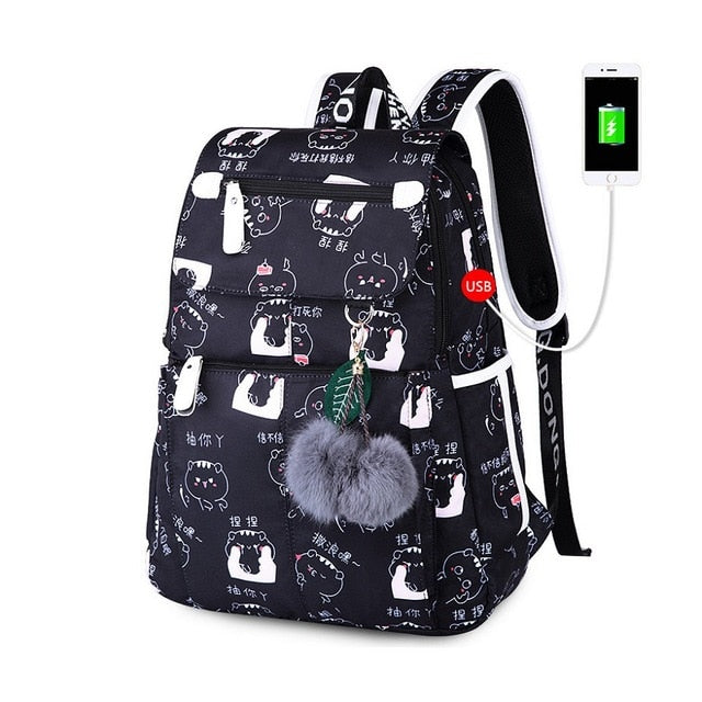 Sac à Dos Scolaire avec Motifs pour Fille