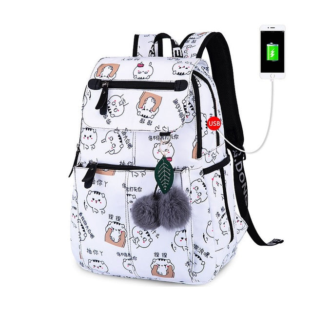 Sac à Dos Scolaire avec Motifs pour Fille