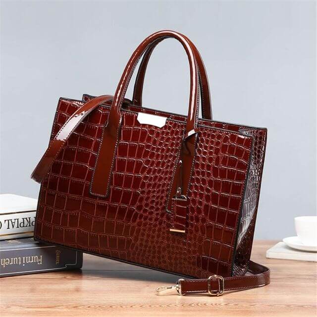 Sac Main en Cuir Chic Effet Croco pour Femme