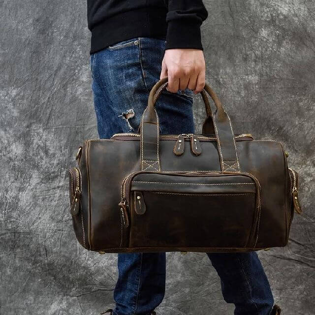 Sac de Voyage Vintage en Cuir pour Homme