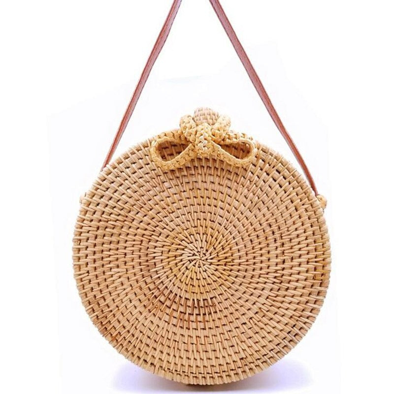 Sac Bandouli re Rond en Tissu Bambou Sac de Jour