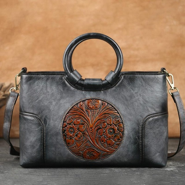 Sac Main R tro Vintage en Cuir PU Sac de Jour