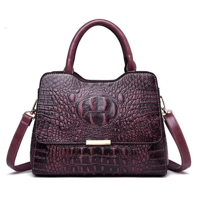 Sac à Main Femme En Cuir PU Motif Crocodile - Sac Bandoulière Rétro, Taille 34x13x22,5 Cm, élégant Et Pratique